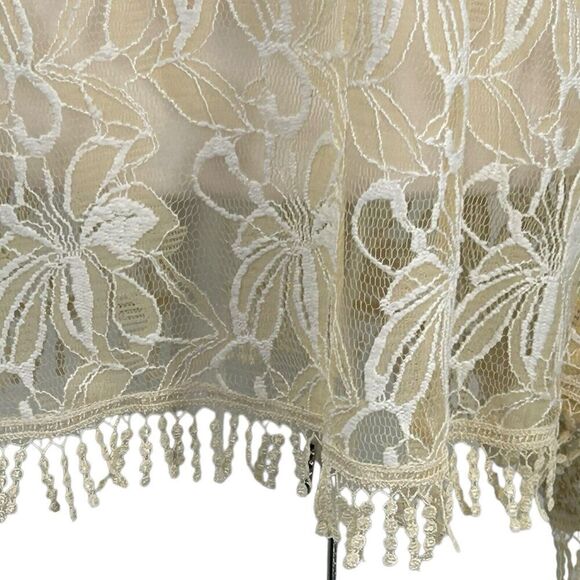 Alter’d State Floral Lace Sheer Gold Speck Cream Poncho Style Top Size Small - Picture 5 of 16